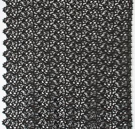 Efektní hrubá krajka květ/ornament černá