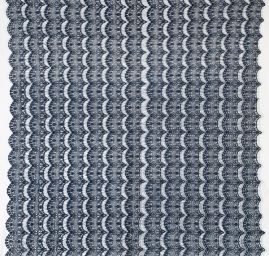 Efektní hrubá krajka motiv květy/vlnky temně modrá