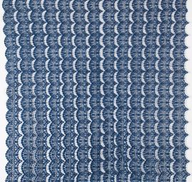 Efektní hrubá krajka motiv květy/vlnky tmavší modrá