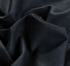 Kostýmová vlněná látka vzor rybí kost modrá