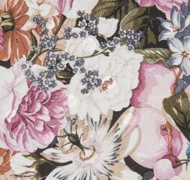 Hedvábný atlas žakár puntík květinový vzor růžový 