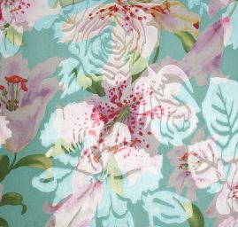 Hedvábný atlas žakár lilie 