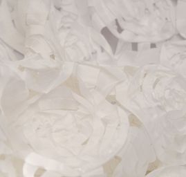 Efektní tkanina stužková aplikace růže slonová kost