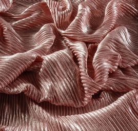 Pletenina plise lamé růžovostříbrná