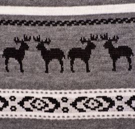 Úplet imitující norský vzor motiv jelenů šedý