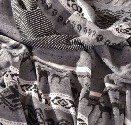 Úplet imitující norský vzor motiv jelenů šedý