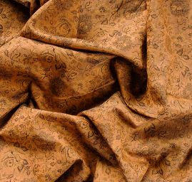 Hedvábný brokát šanžán pastel hnědý/okrový