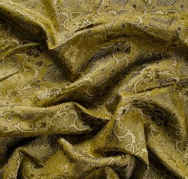 Hedvábný borkát šanžán ornamenty zelený