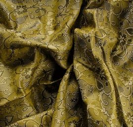 Hedvábný borkát šanžán ornamenty zelený