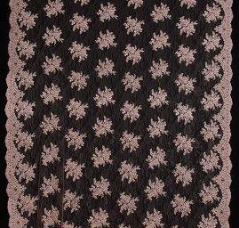 Krajka na vzorovém tylu květy pudrová starorůžová II.jakost