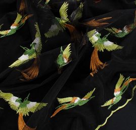 Krajka výšivka na tylu fénix zelená