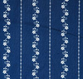 Bavlněná látka modrotisk kytičky modrá/bílá