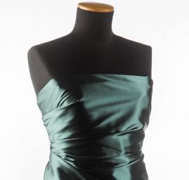 Satén pružný jemný zelený tmavý