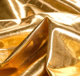 Lamé úplet tisk zlatý