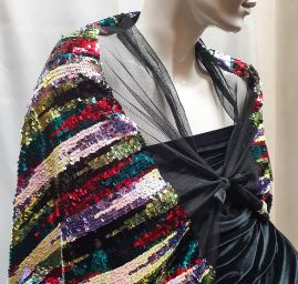 Krajka tylová s barevnými flitry