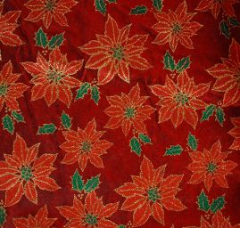 Organza vánoční vzor květ vánoční hvězdy červená