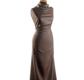 Lamé šatová látka stříbrnohnědá