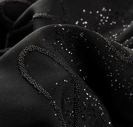 Úplet lepené třpytky a korálky černý