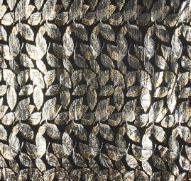 Lamé šifon žakár lístky černá stříbrná zlatá