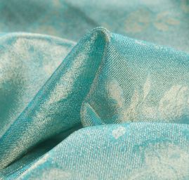 Organza růžičky modrozlatá II. jakost