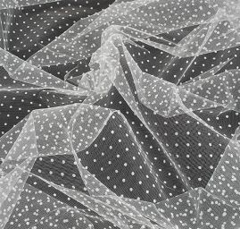 Tyl šatový sametový flock puntík slonová kost