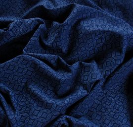 Žakárová látka geometrický motiv modrá