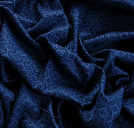 Žakárová látka geometrický motiv modrá