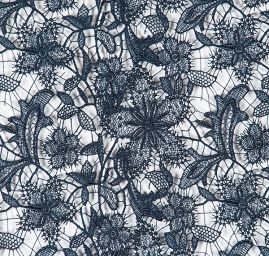 Efektní hrubá krajka květinový motiv tmavě modrá