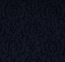 Pružná riflovina plastický květinový motiv tm. modrá/modrá