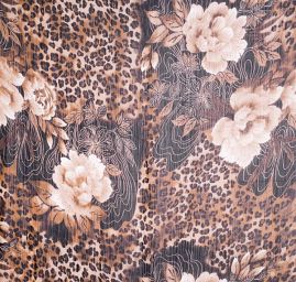 Šifon plisé zvířecí motiv doplněn květy 