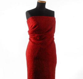 Vlněná kostýmová látka buklé s vlasem červená