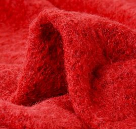 Vlněná kostýmová látka buklé s vlasem červená