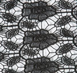 Efektní hrubá krajka květy černá