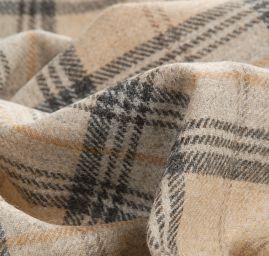 Kostýmová vlněná látka kostka béžovošedá