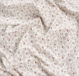 Bavlněná látka romantický vzor květy hnědé