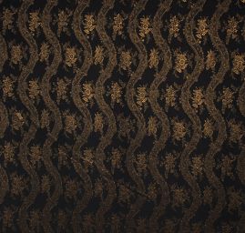 Efektní žakárová vlněná látka na kabát černozlatá