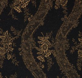 Efektní žakárová vlněná látka na kabát černozlatá