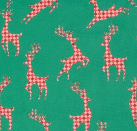 Samet pružný velur tisk jelínci zelená/červená