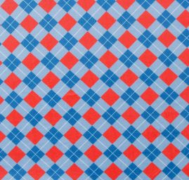 Samet pružný velur tisk káro/kostka červená/modrá
