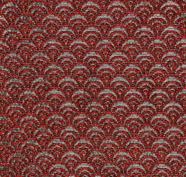 Brokát žakárová látka drobný vzor  červenočerný II.jakost