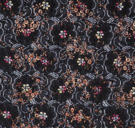 Efektní pružná krajka s nevšedním tiskem černá