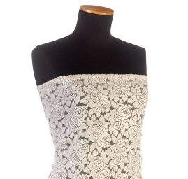 Pružná krajka jemná květinový vzor béžová