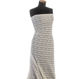 Pružná krajka jemná geometr.motiv smetanová