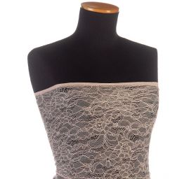 Pružná krajka jemná květy růžové-pudrová