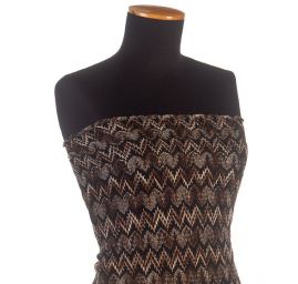 Pružná žakárová krajka vlnky hnědočerná