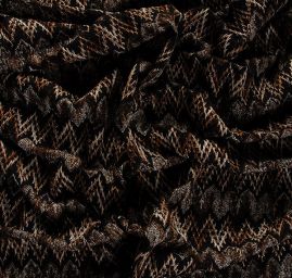 Pružná žakárová krajka vlnky hnědočerná