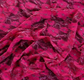 Krajka pružná květinový vzor fuchsiová