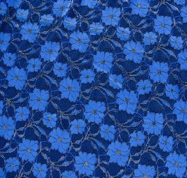 Krajka pružná květinový vzor modrozlatá