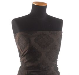 Brokát pružný krajkový ornament tm.hnědý