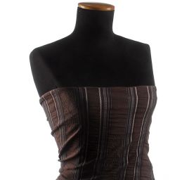 Žakárová pružná látka tmavší hnědá modrá